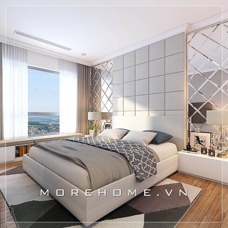Thiết kế nội thất giường ngủ chung cư hiện đại, đơn giản mà không kém phần tiện nghi và sang trọng